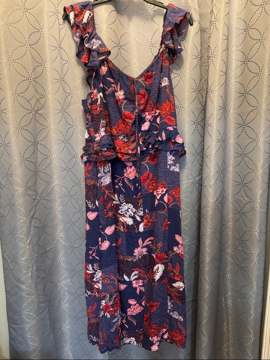 sofia by sofia vergara Dresses & Skirts - sofia by sofia vergara Navy Floral Ruffle-Strap Maxi Dress